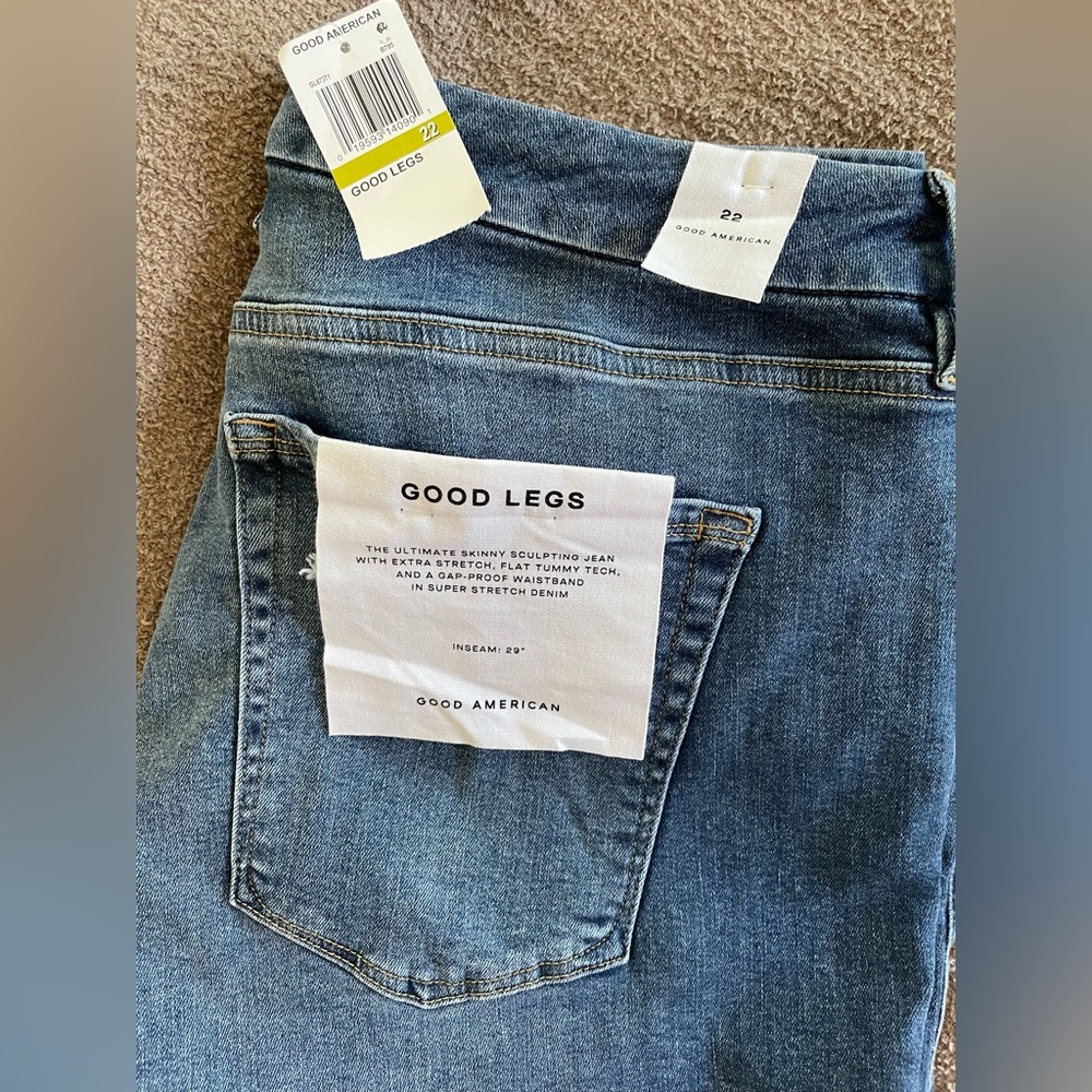 Good American Good Legs Distressed Ankle Skinny Jeans in Blue785 size 22